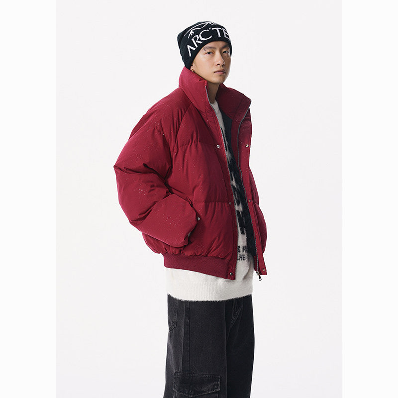 OVERSIZED BLACK PUFFER BOMBER JACKET WITH STAR DETAIL EHW5034