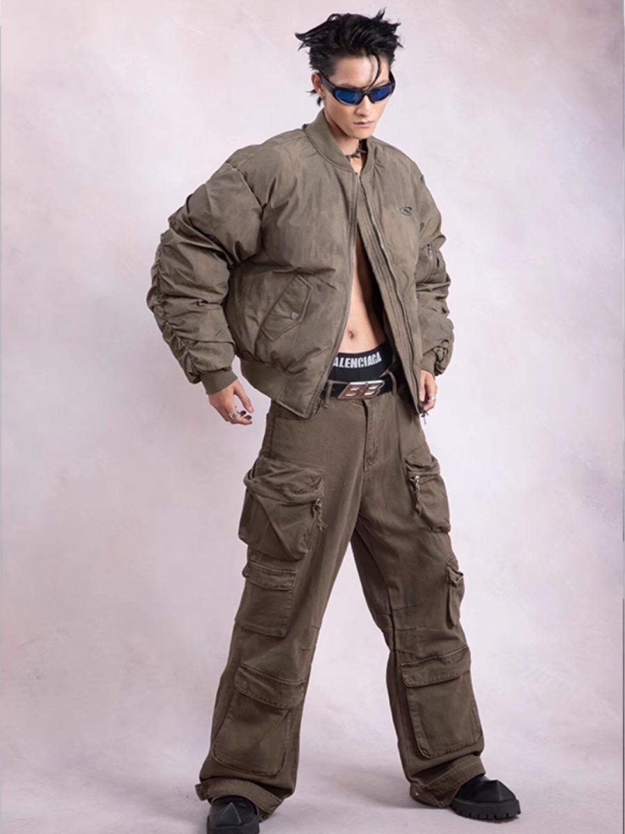 [PLAN1ONE] Multi-Pockets Cotton Coat Jacket st2662