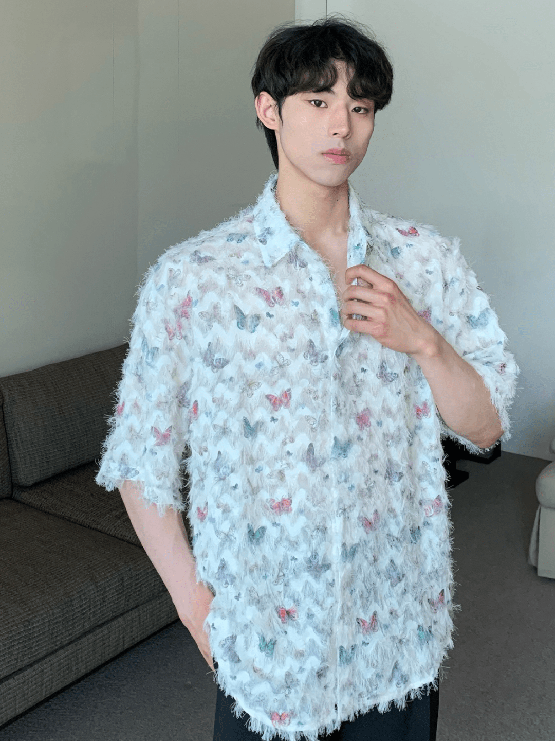 [CUIBUJU] Butterfly Design Shirt st2056