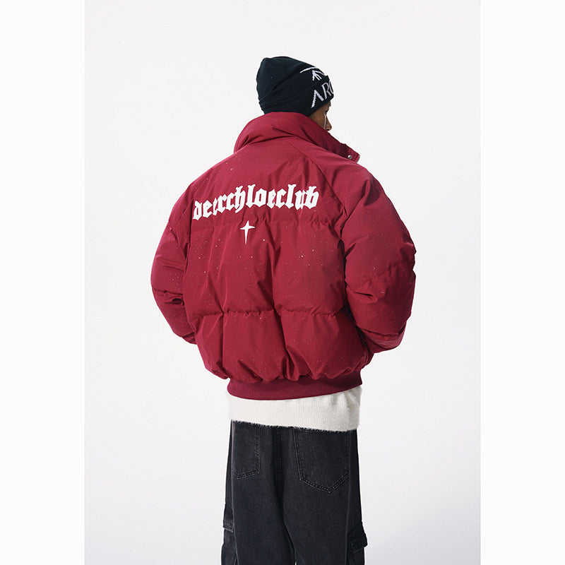 OVERSIZED BLACK PUFFER BOMBER JACKET WITH STAR DETAIL EHW5034