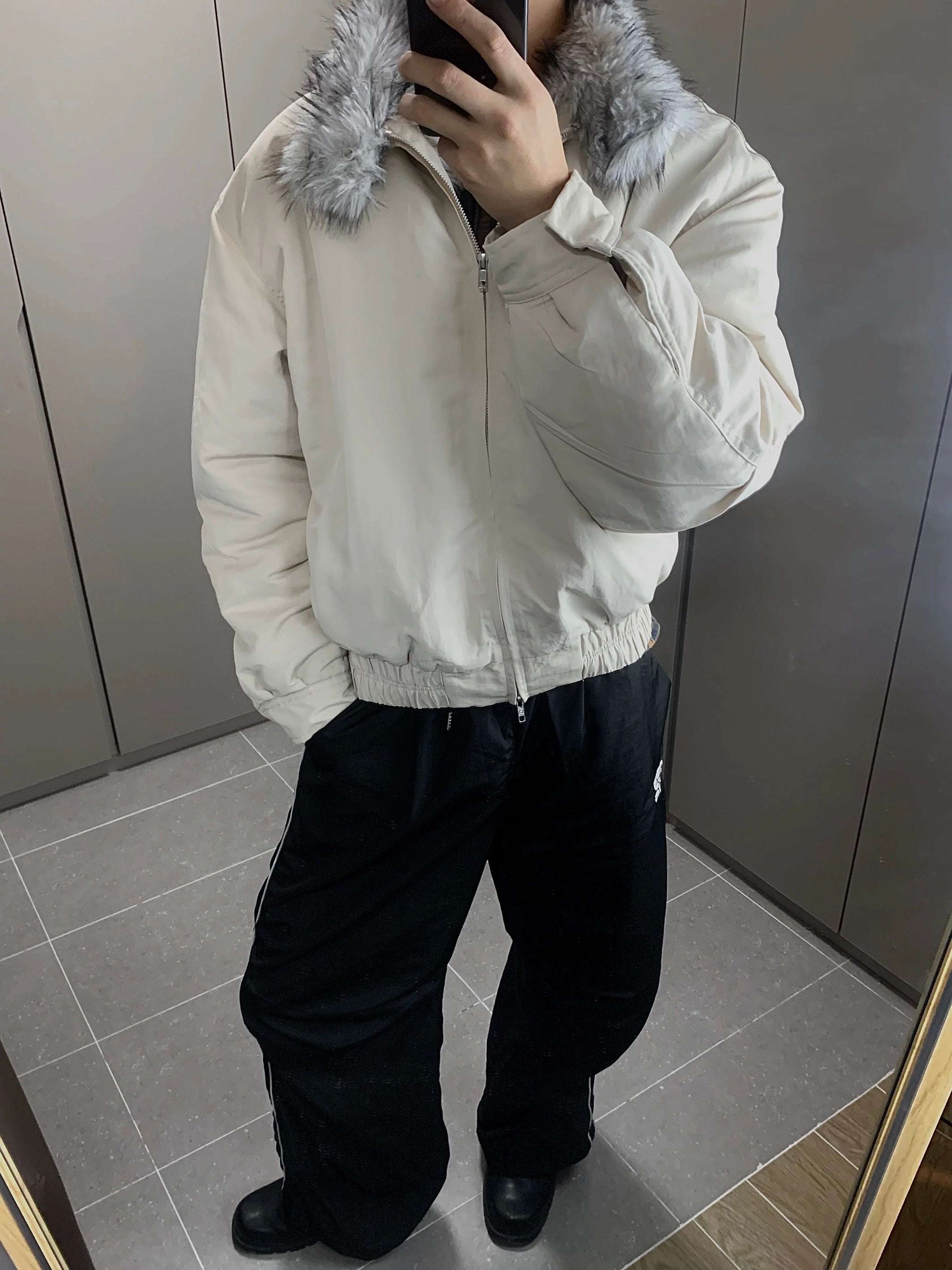 [FLAT ROOM] FAUX FUR LINED BOMBER JACKET st2067