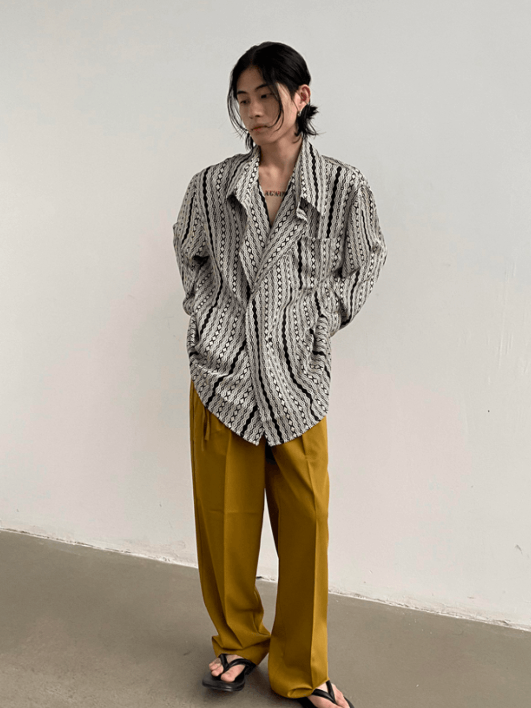 [GENESISBOY] silk drape loose shirt st1310