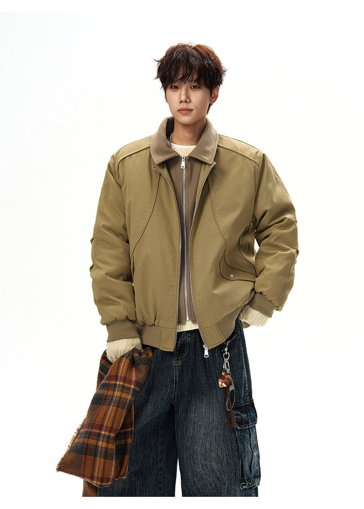 STREET STYLE CASUAL ZIP-UP BOMBER JACKET WITH COLLAR EHW5011