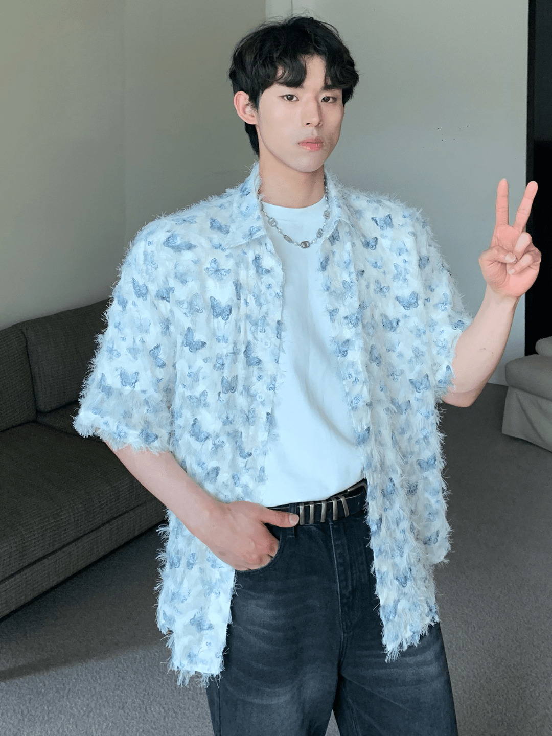 [CUIBUJU] Butterfly Design Shirt st2056