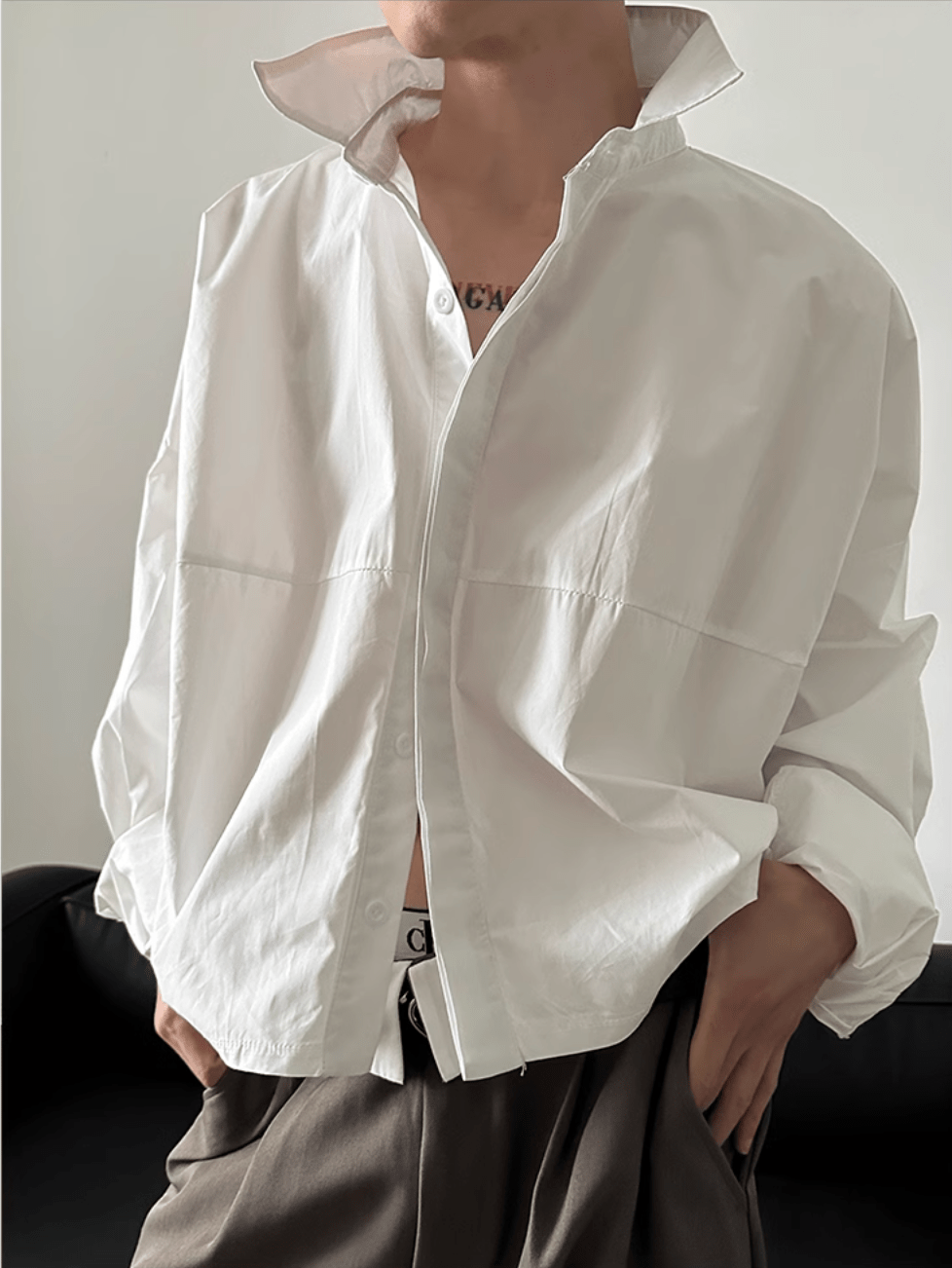 [GENESISBOY] Blau gestreiftes Freizeithemd st2080