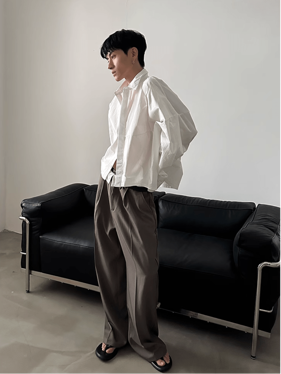 [GENESISBOY] Blau gestreiftes Freizeithemd st2080