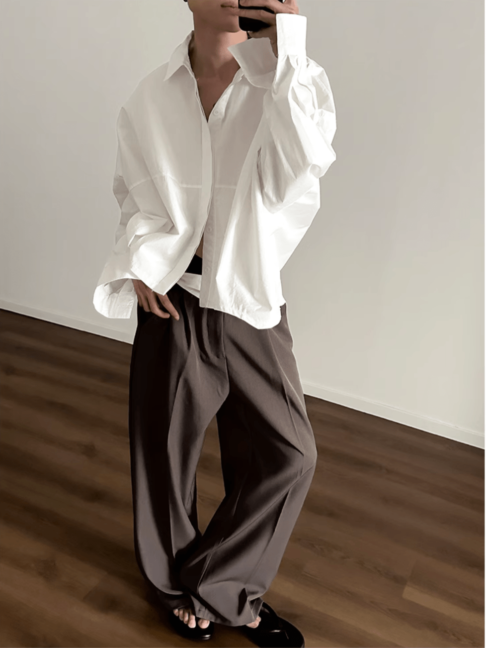 [GENESISBOY] Blau gestreiftes Freizeithemd st2080