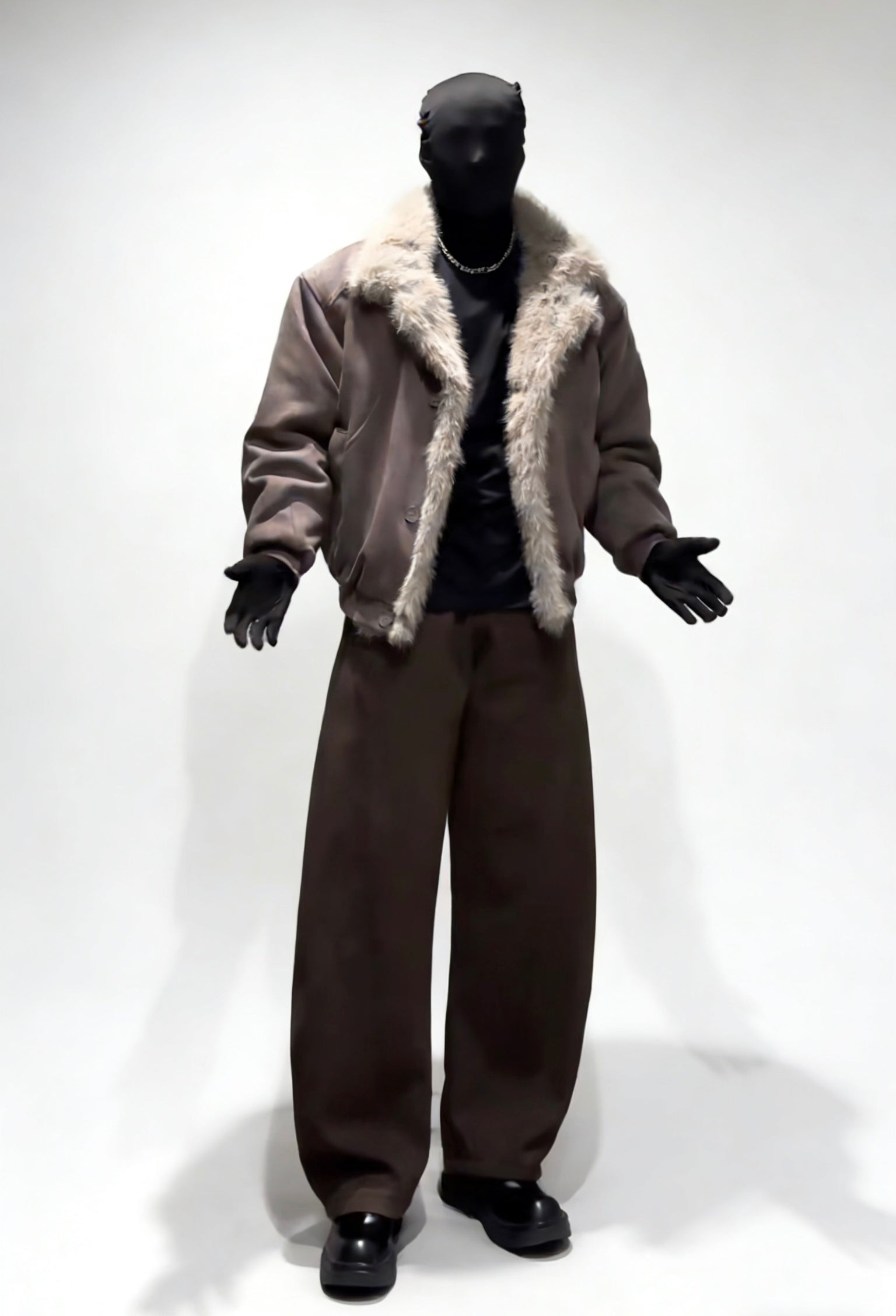 FAUX SUEDE FUR-TRIM PADDED JACKET EHW5005