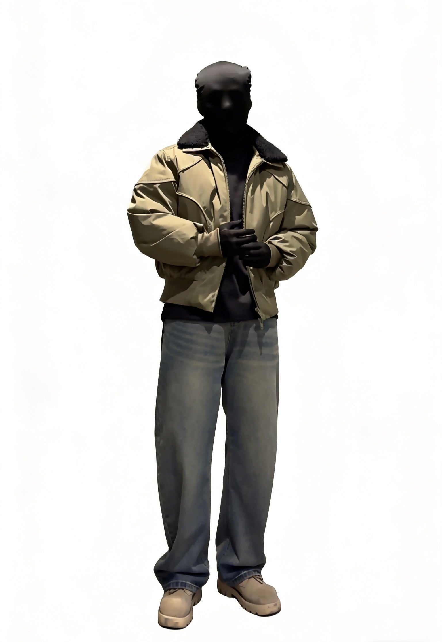 OVERSIZED BOMBER JACKET WITH REMOVABLE FLEECE COLLAR-CASUAL OUTERWEAR EHW5013