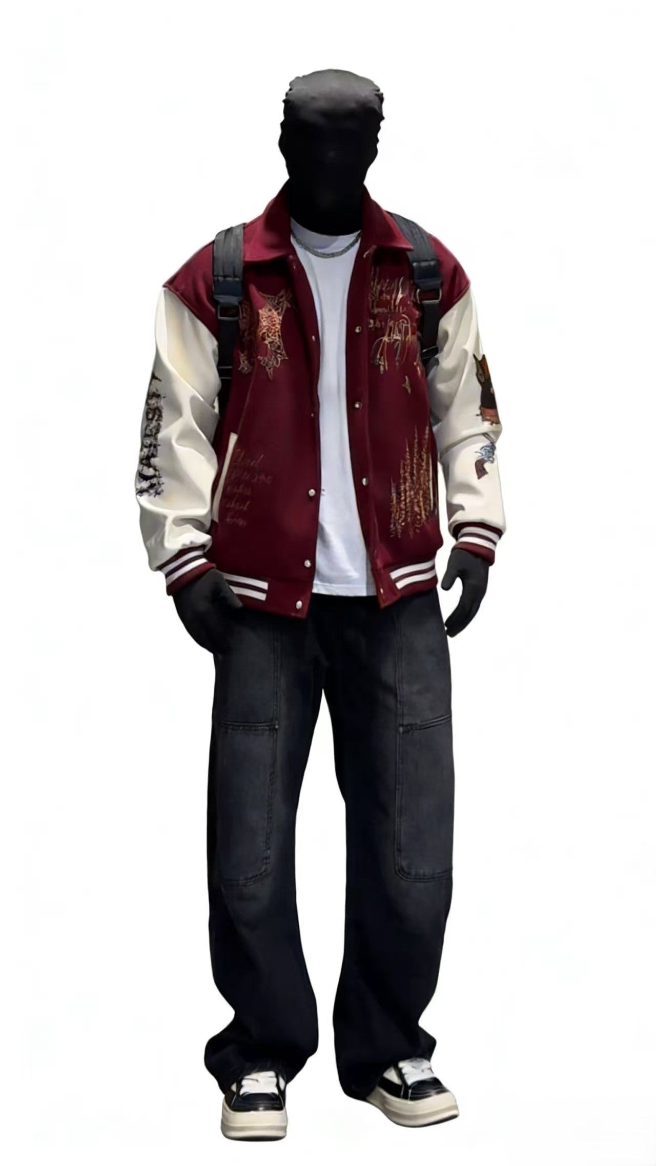 VINTAGE EMBROIDERED VARSITY JACKET-MEN'S RETRO STREETWEAR EHW5021