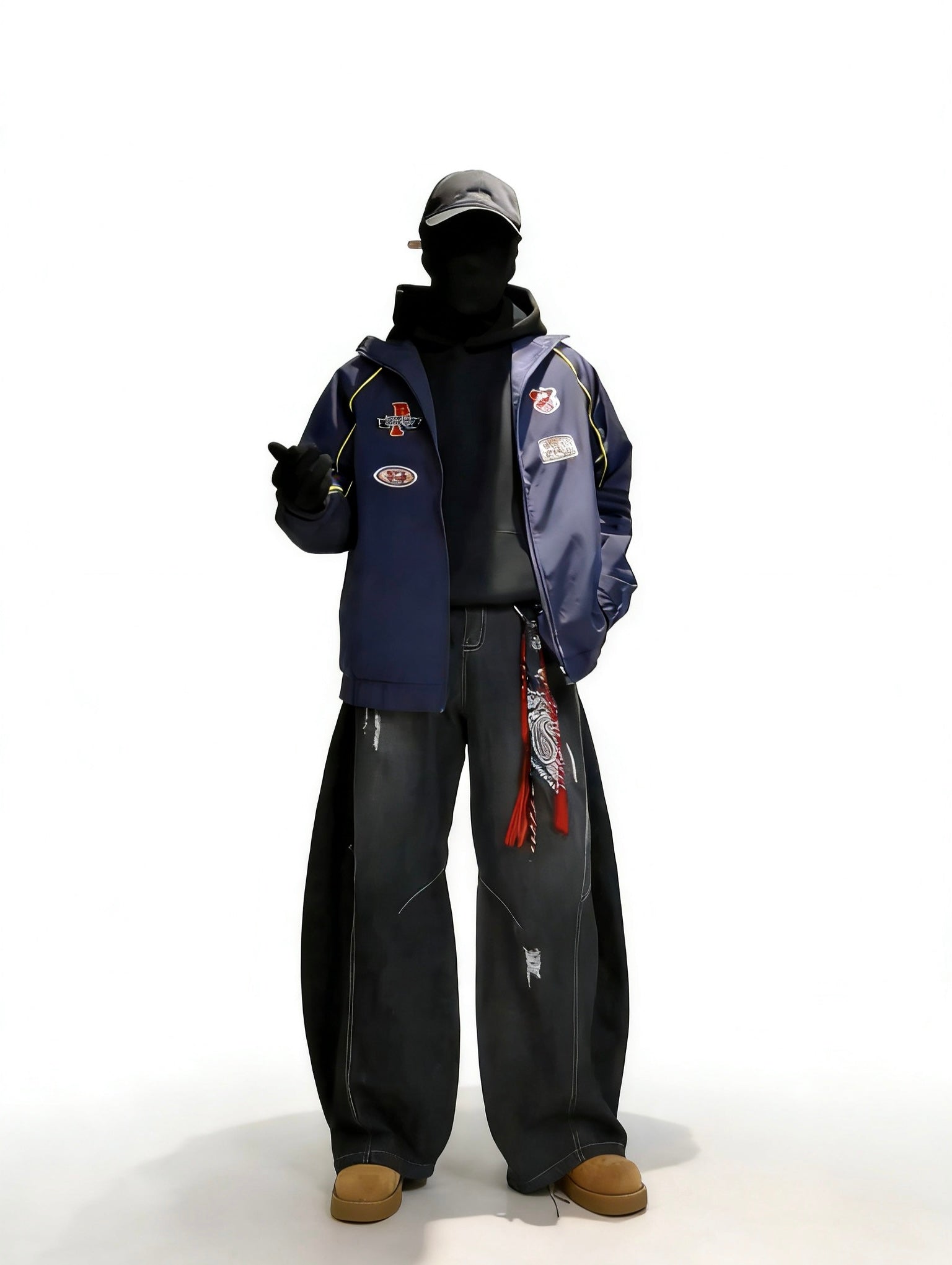 RACING STYLE BOMBER JACKET FOR MEN - PATCH DETAIL STREETWEAR OUTERWEAR EHW5033