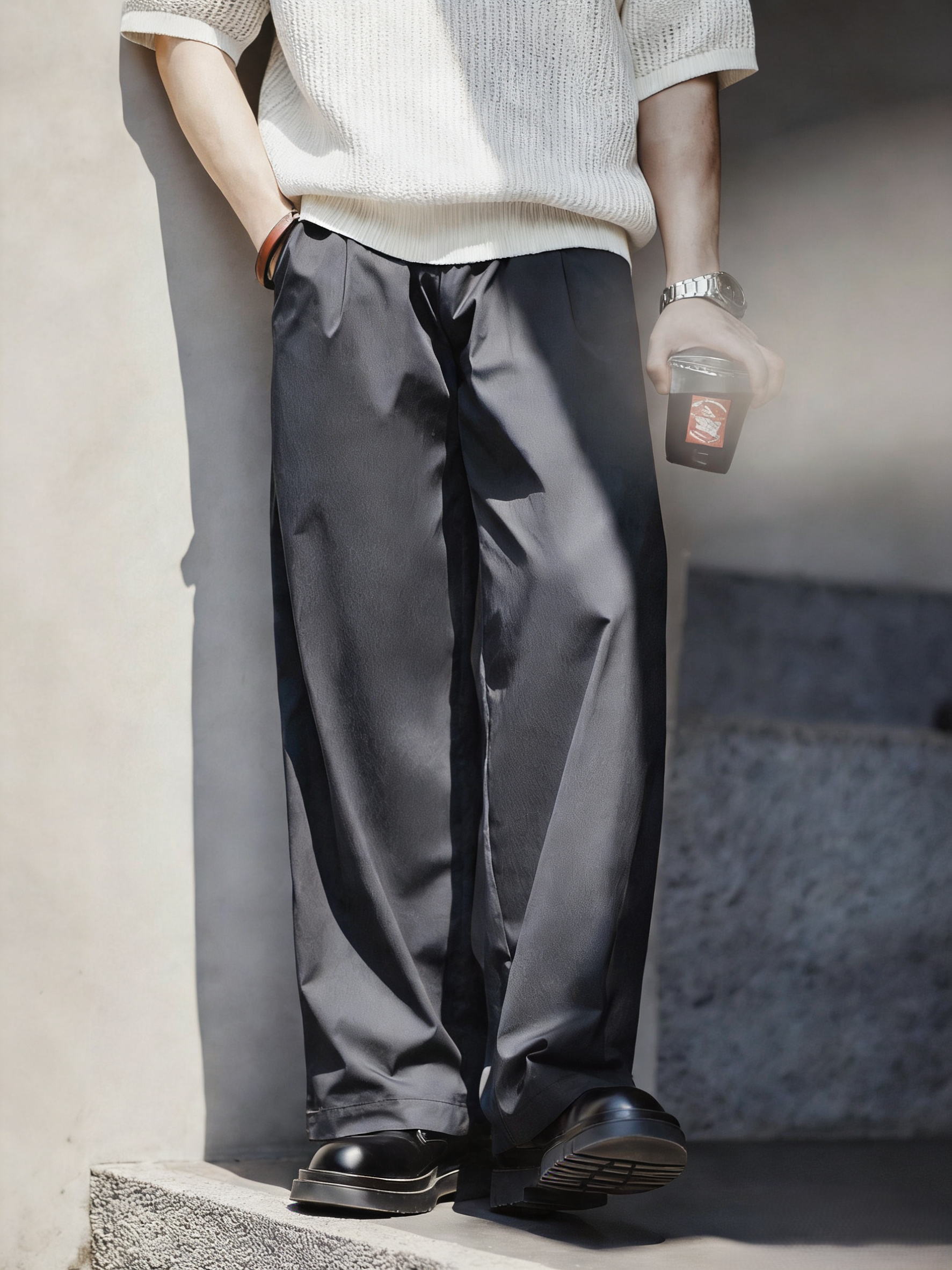 TOP-GRAIN LEATHER ROUND TOE PLATFORM DERBY SHOES EHX6001