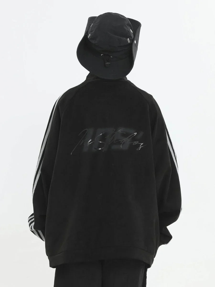 [INSstudios] STRIPED CASUAL ZIPPER JACKET ST1196