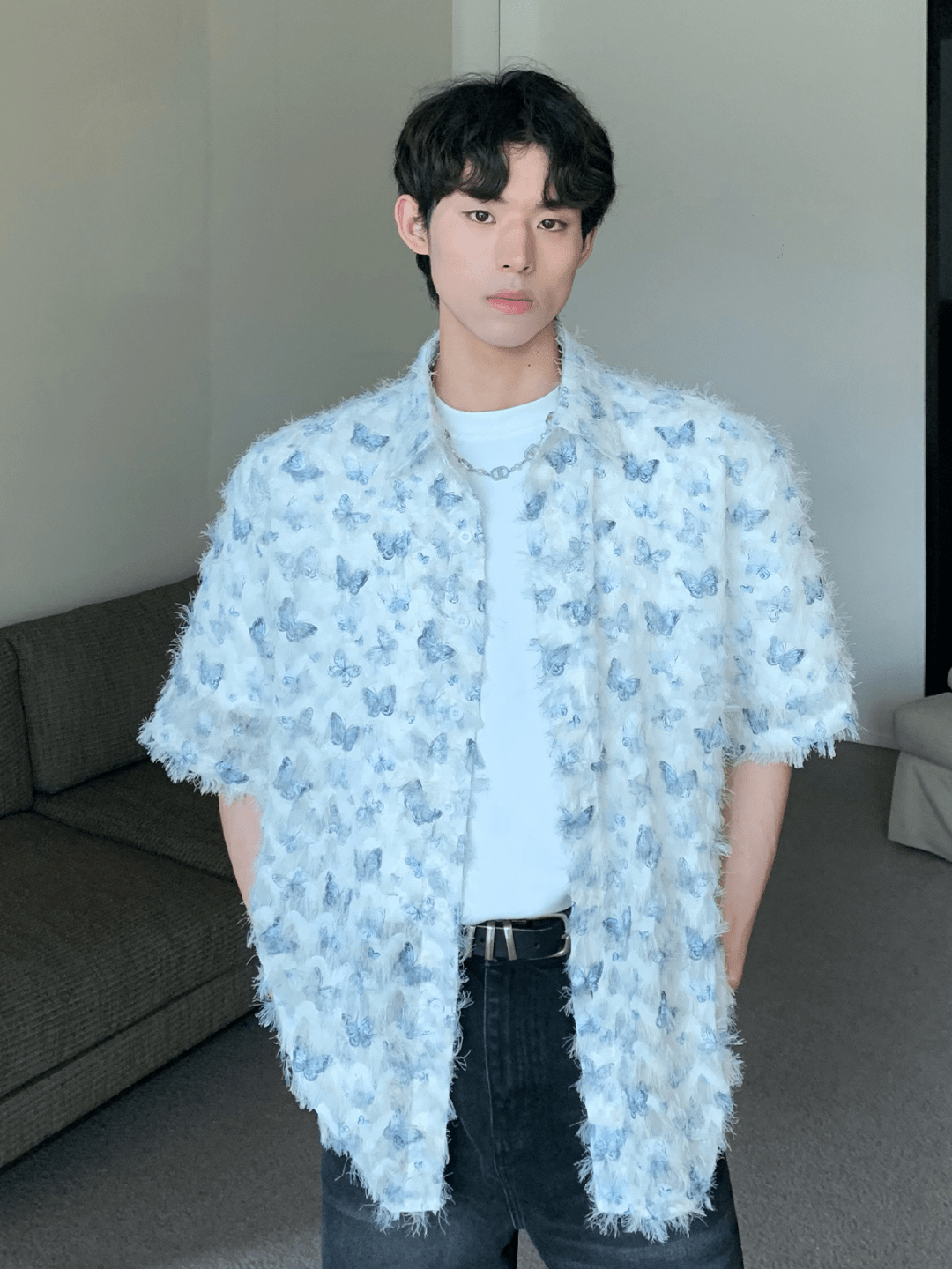 [CUIBUJU] Butterfly Design Shirt st2056