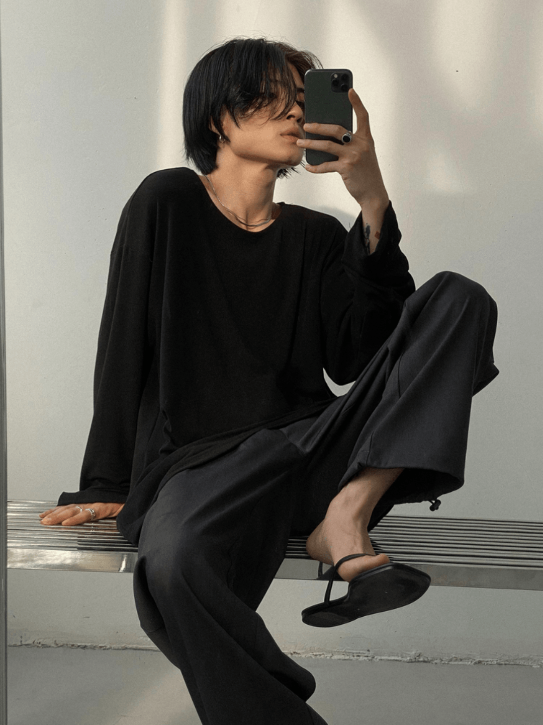 [GENESISBOY] Wool feel fabric high T-shirt st1303