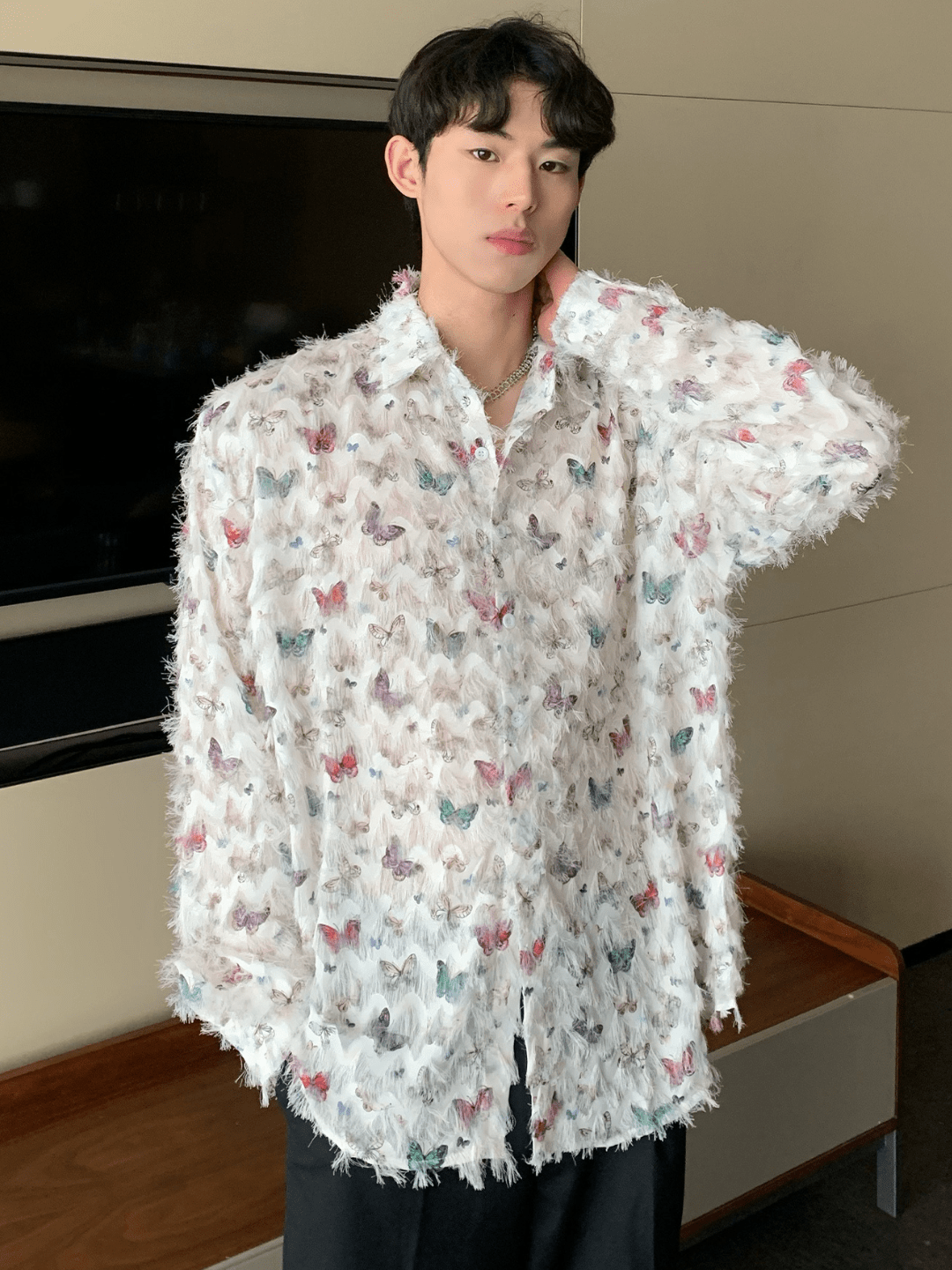 [CUIBUJU] Butterfly Design Shirt st2056