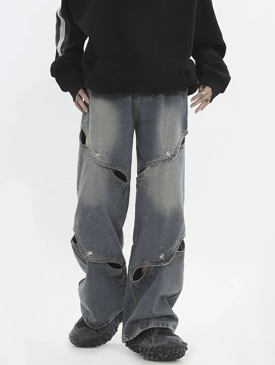 [INSstudios] METAL HOLE BREAKING JEANS ST1231