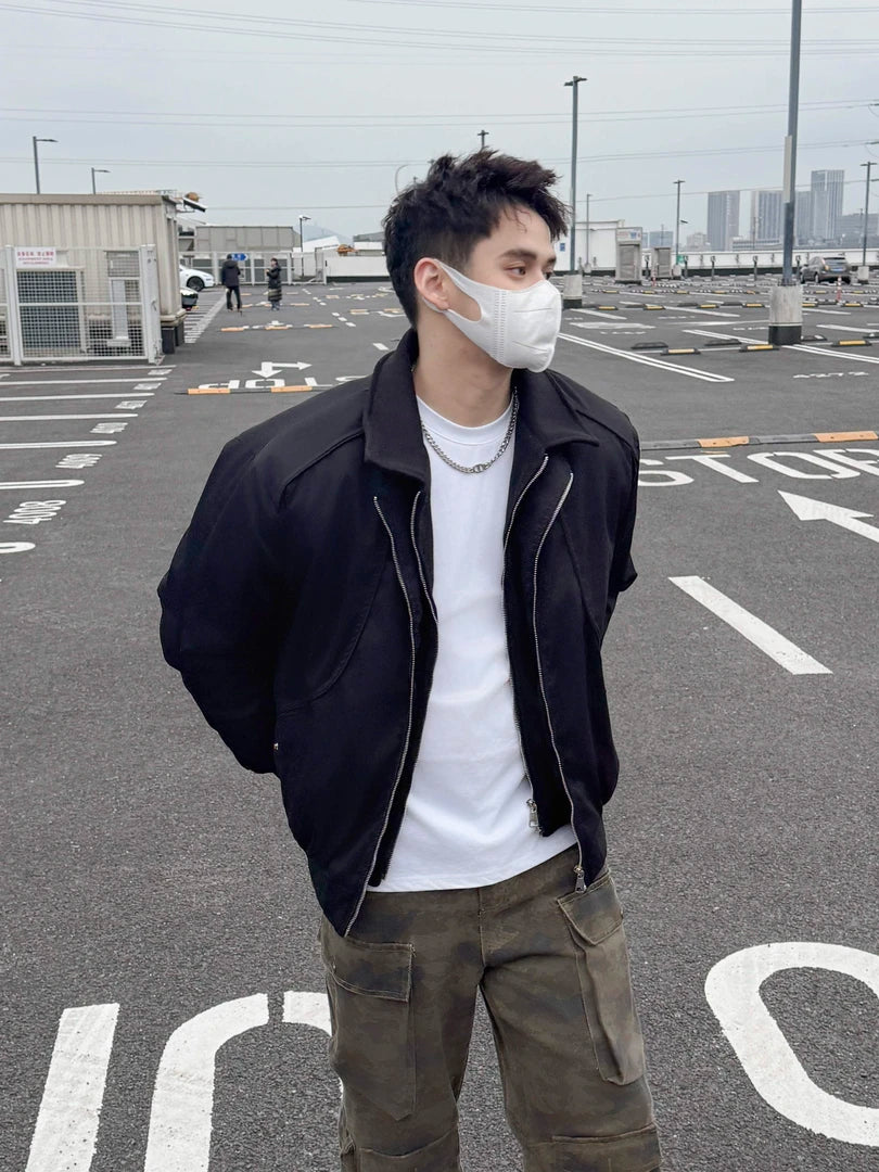 STREET STYLE CASUAL ZIP-UP BOMBER JACKET WITH COLLAR EHW5011