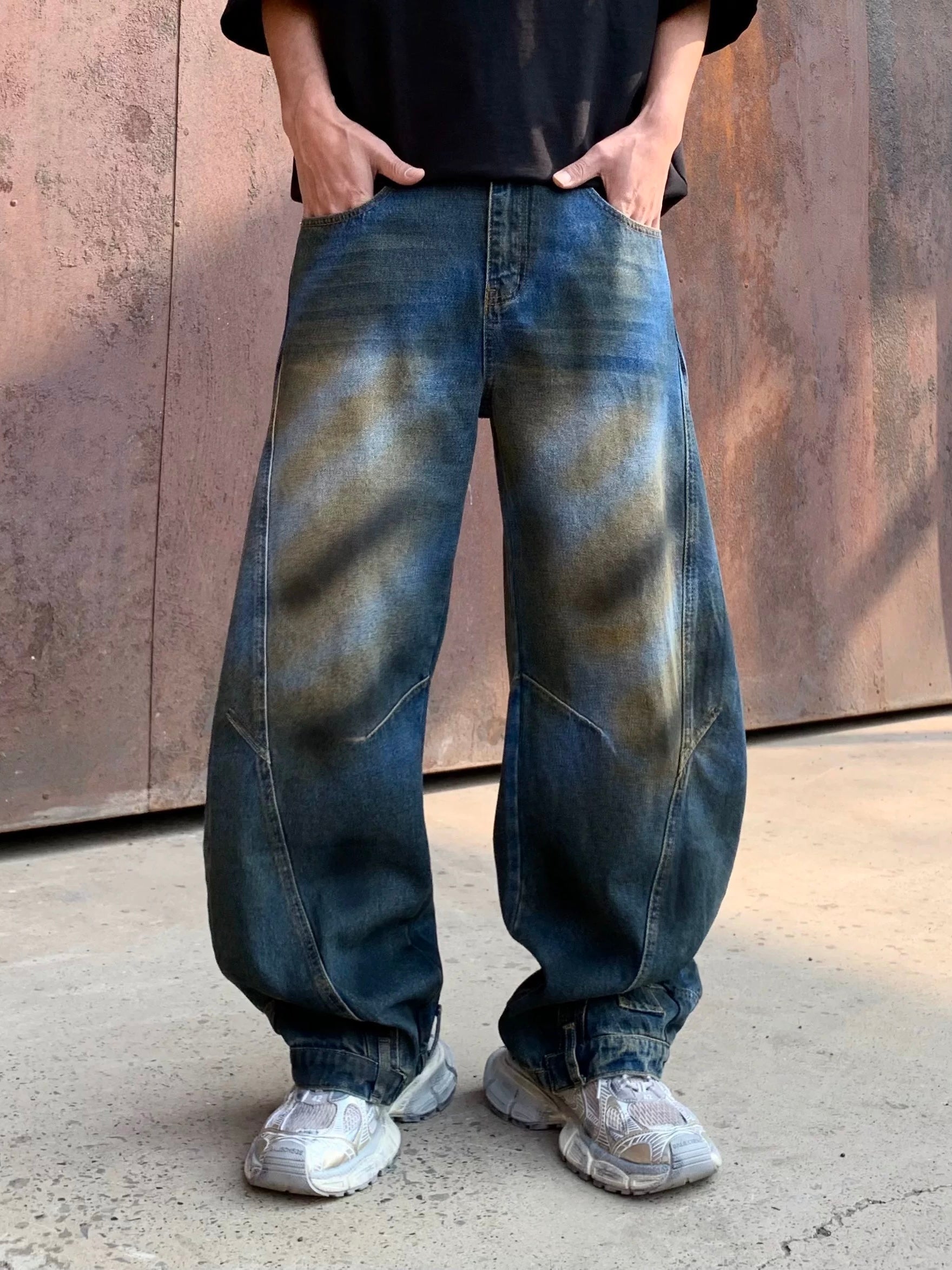 [MUGE ]VINTAGE WASHED WIDE-LEG JEANS ST1261