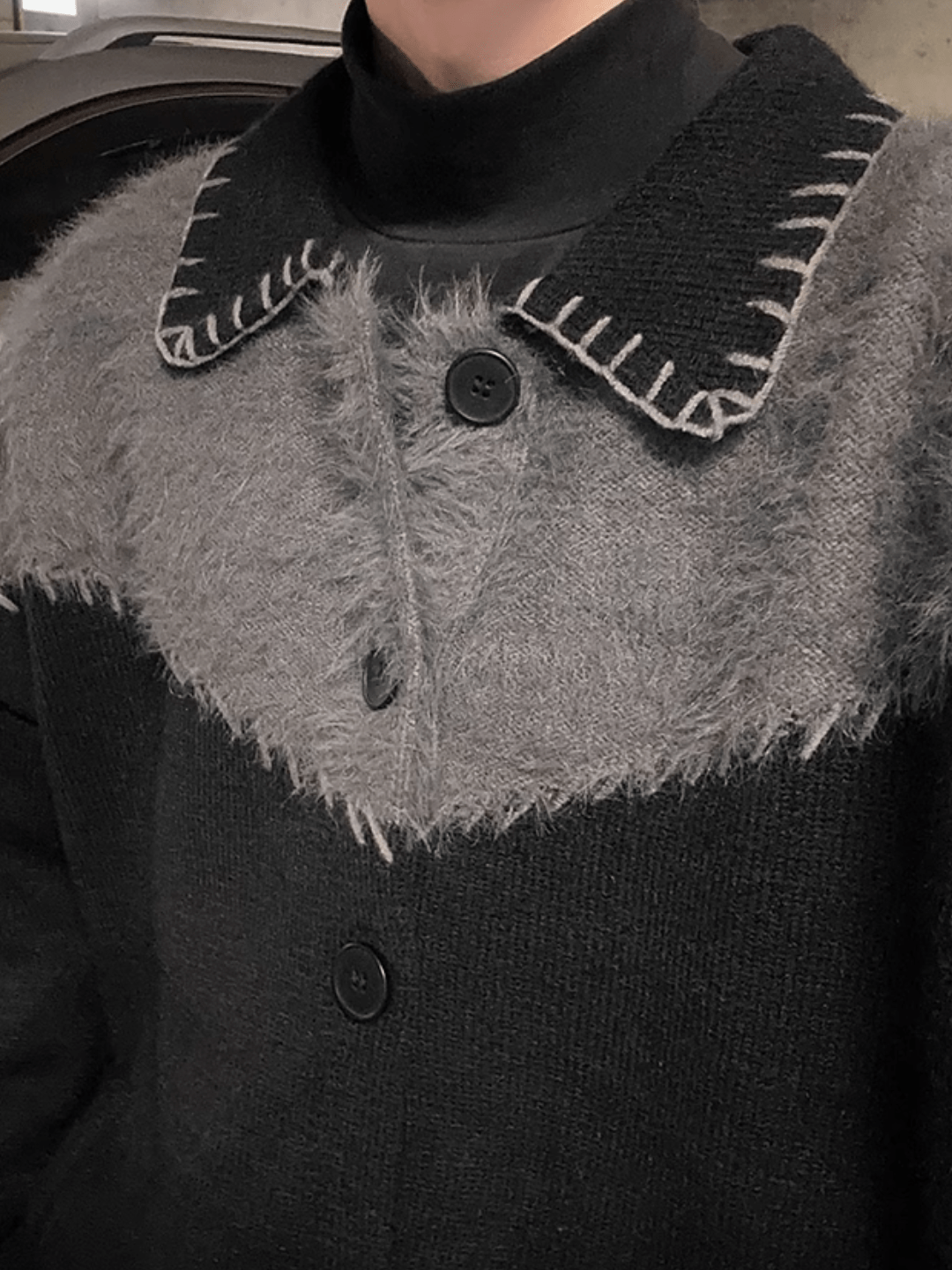 [JM HOMME] Clashing color loose sweater jacket st1764