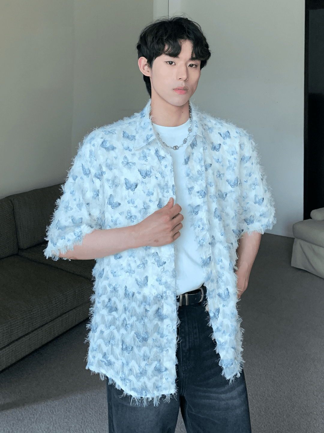 [CUIBUJU] Butterfly Design Shirt st2056