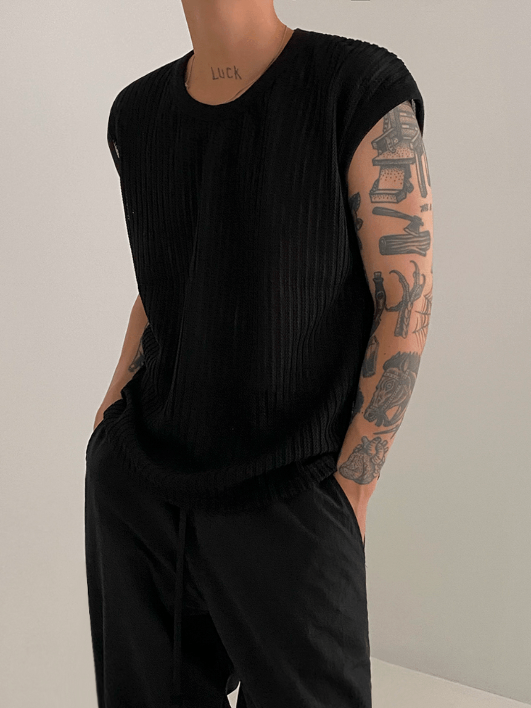 [MRCYC] Round Neck Sleeveless T-shirt st1679