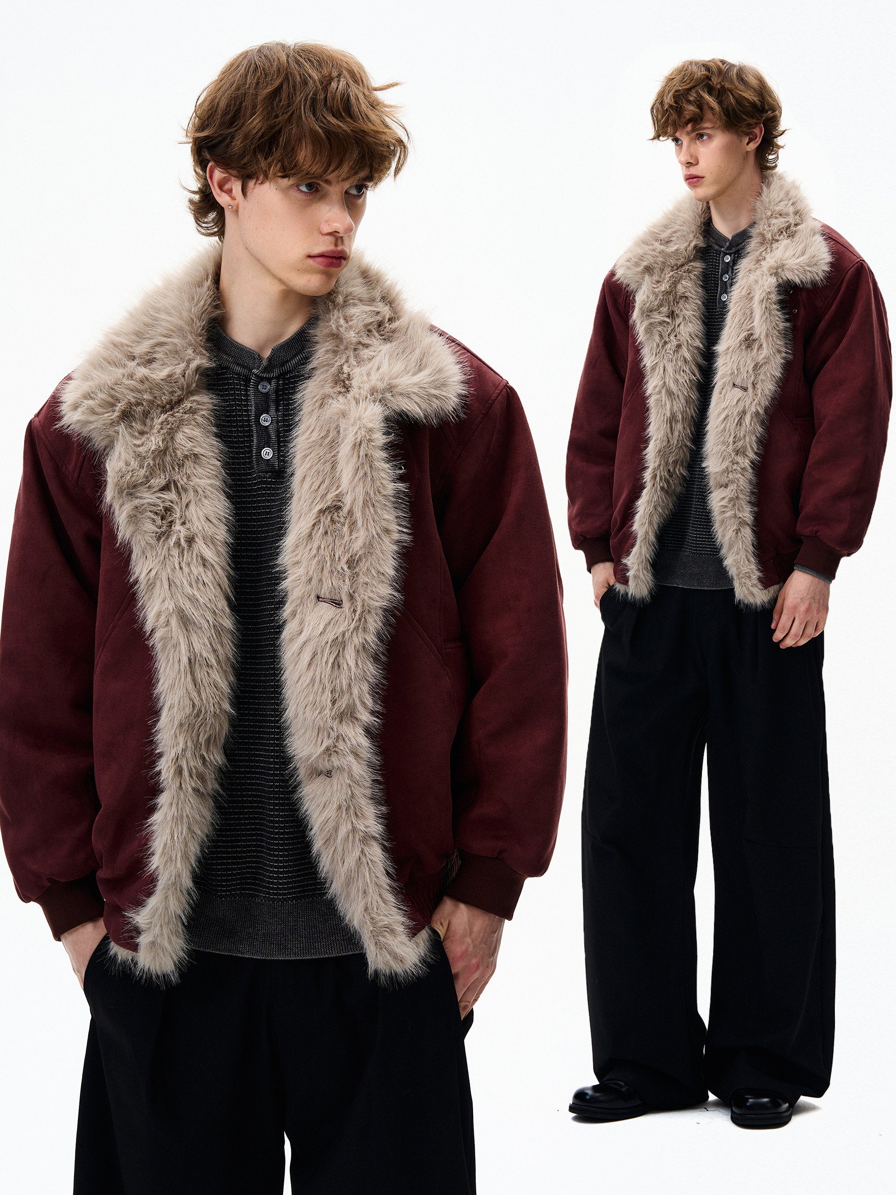 인조 스웨이드 퍼 트리밍 패딩 재킷 EHW5005 