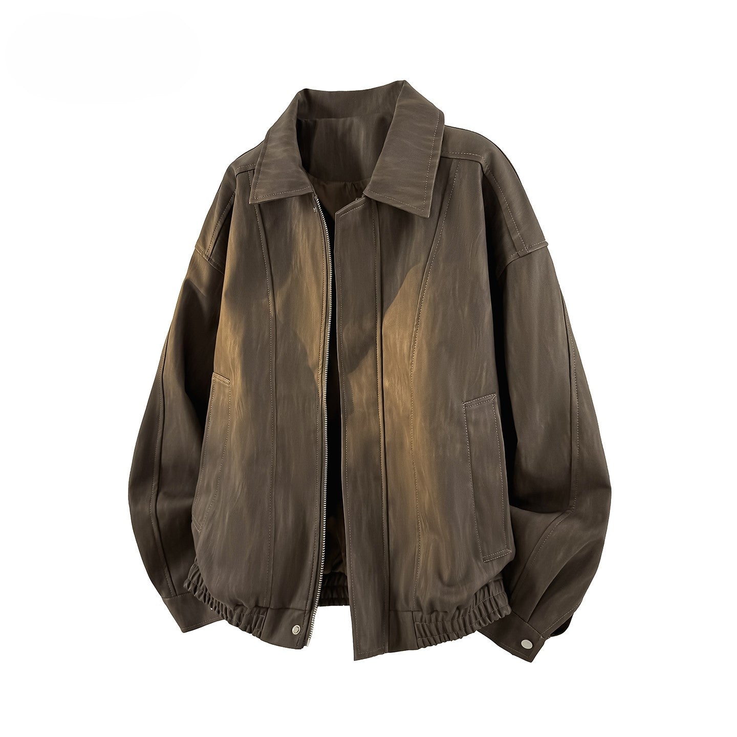 DYED FAUX LEATHER HARRINGTON JACKET EHW5001