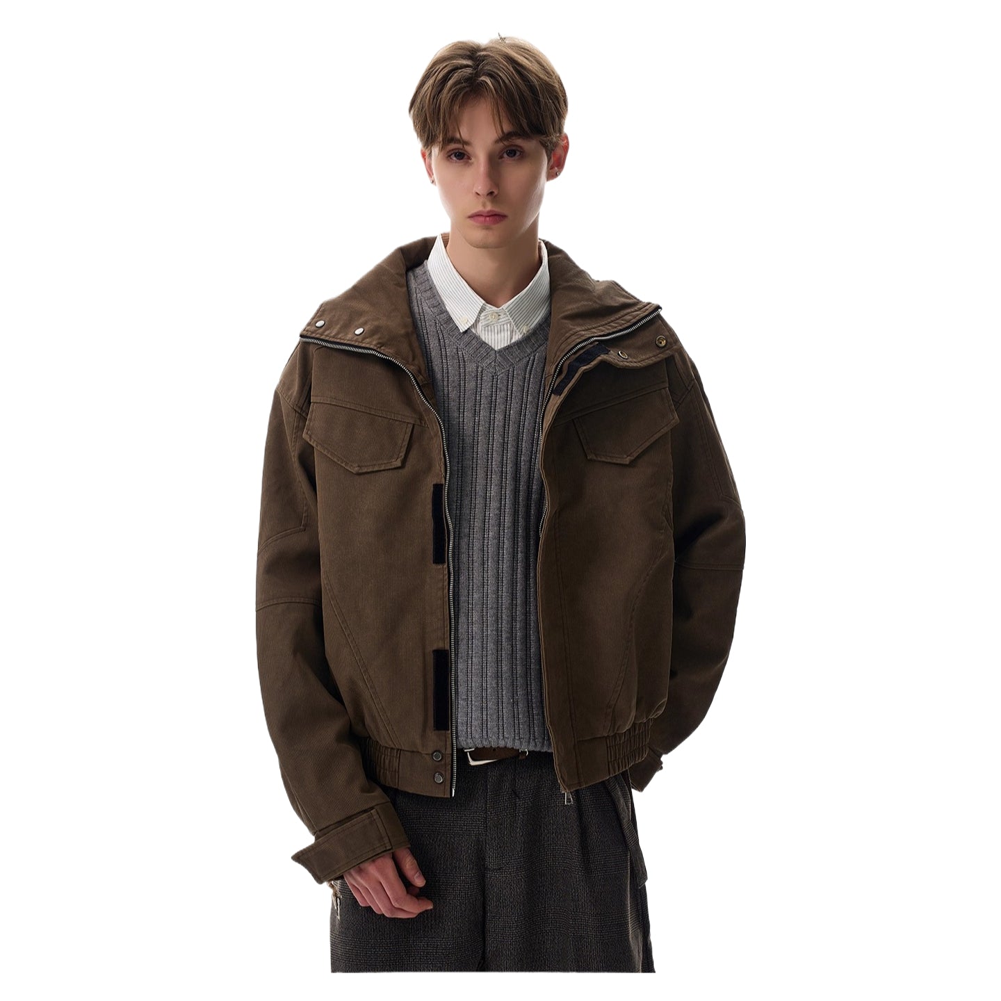 Vintage cleanfit deconstructed cut turtleneck jacket SIN0966