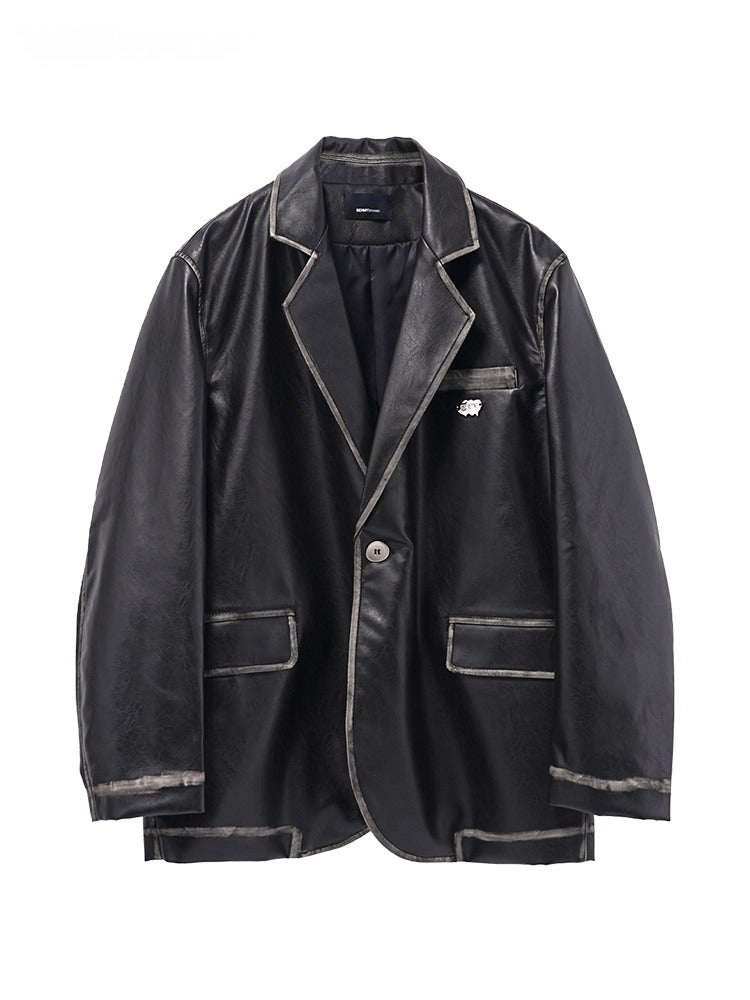 American retro Notting mountain leather suit for men and women, polished leather jacket