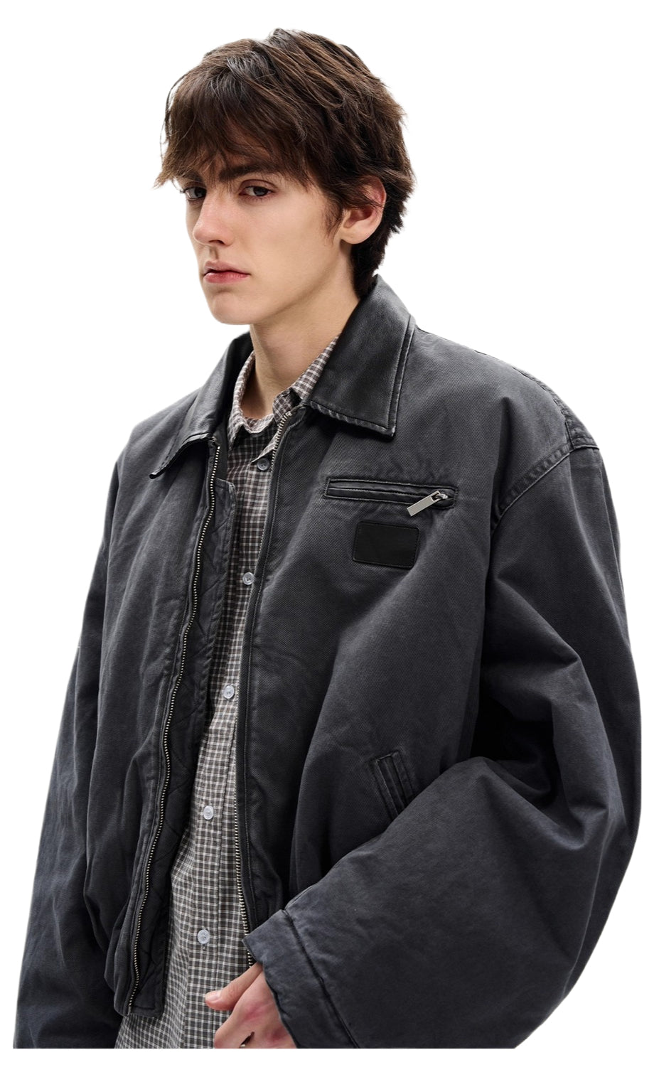 Vintage Contrast Lapel Pilot Padded Jacket SIN0978