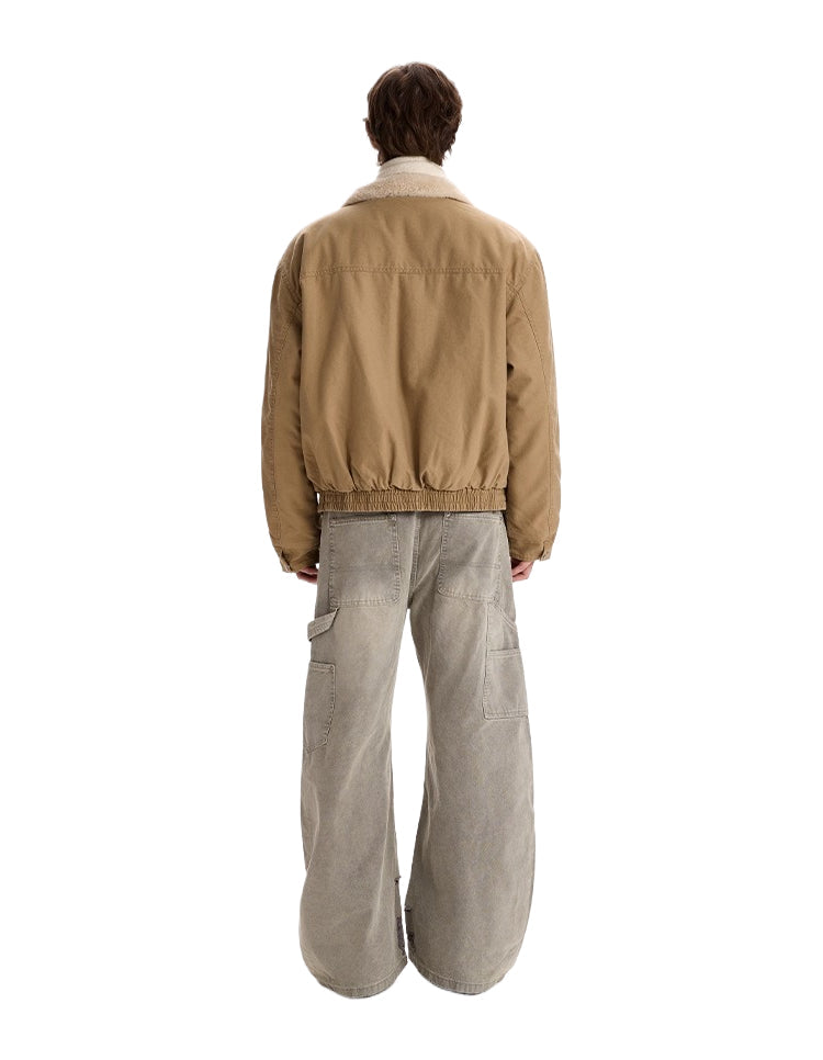 Vintage old money wind stand-up collar flight jacket cotton clothes SIN0969