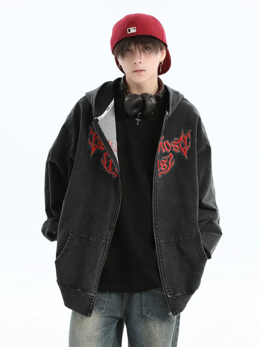 [INSstudios] GOTHIC LETTER LOGO DENIM JACKET ST1248