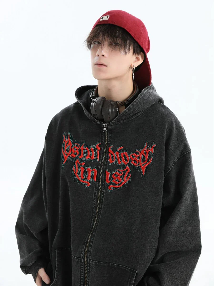 [INSstudios] GOTHIC LETTER LOGO DENIM JACKET ST1248