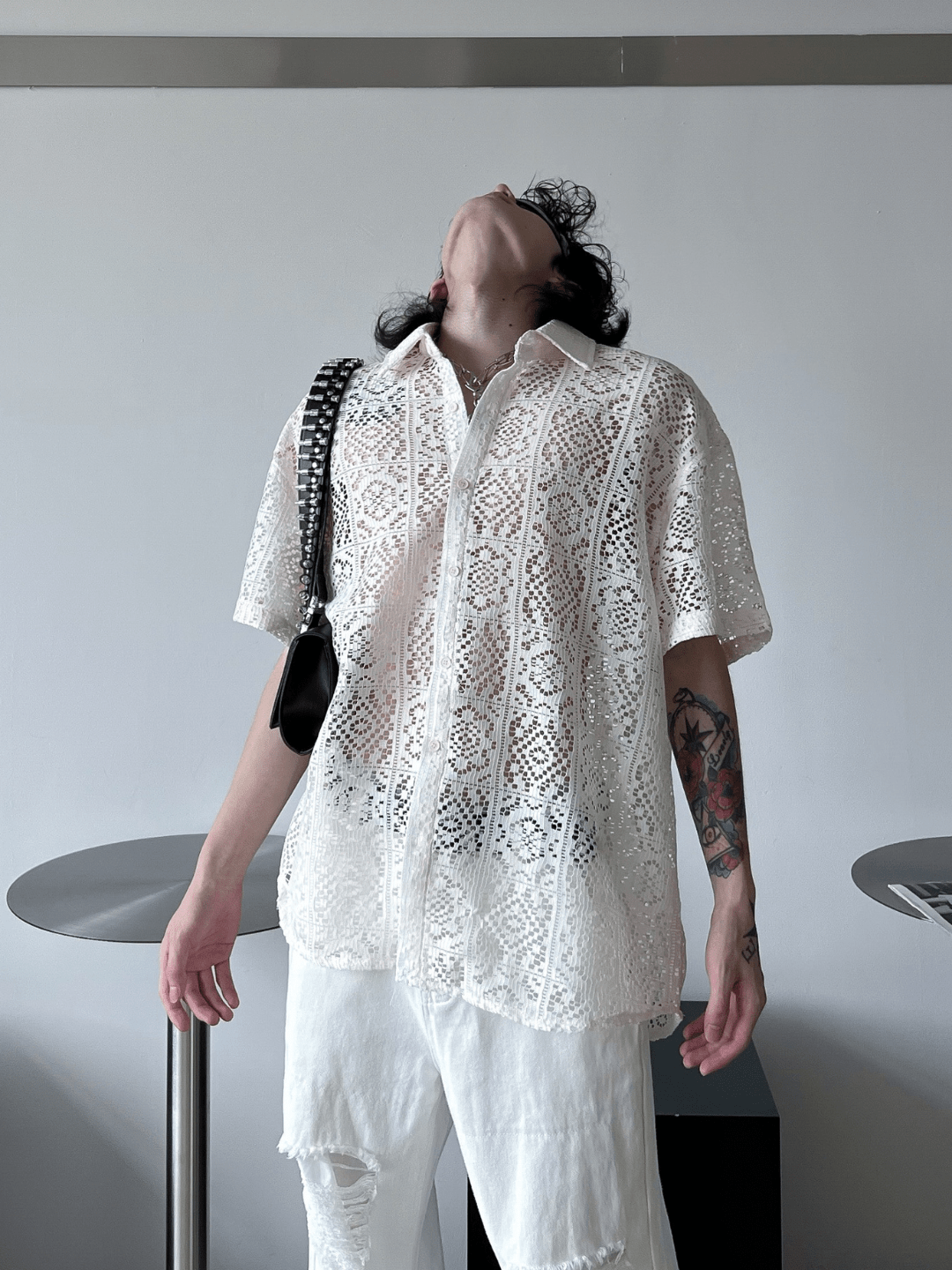 hollow design sense loose shirts st1791