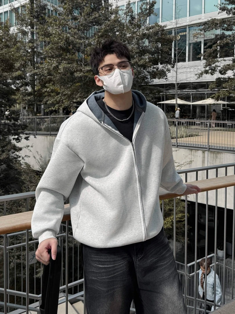 CONTRAST HOOD ZIP-UP JACKET EHW5047