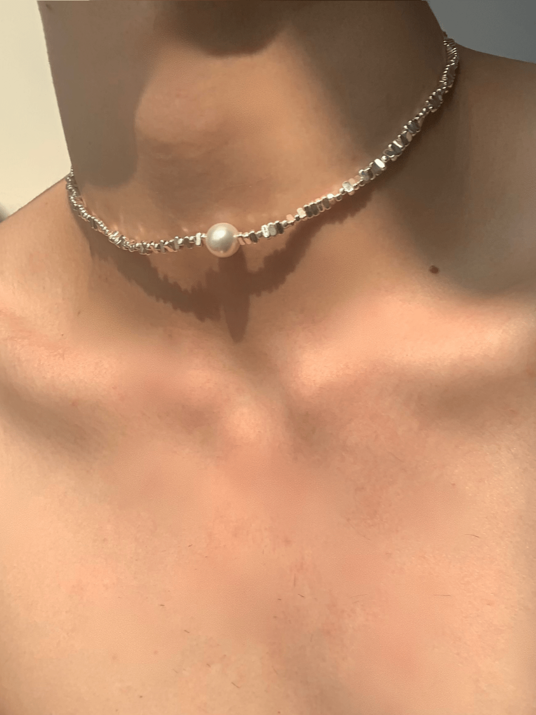 진주 장신구 심플한 은 목걸이 st2297