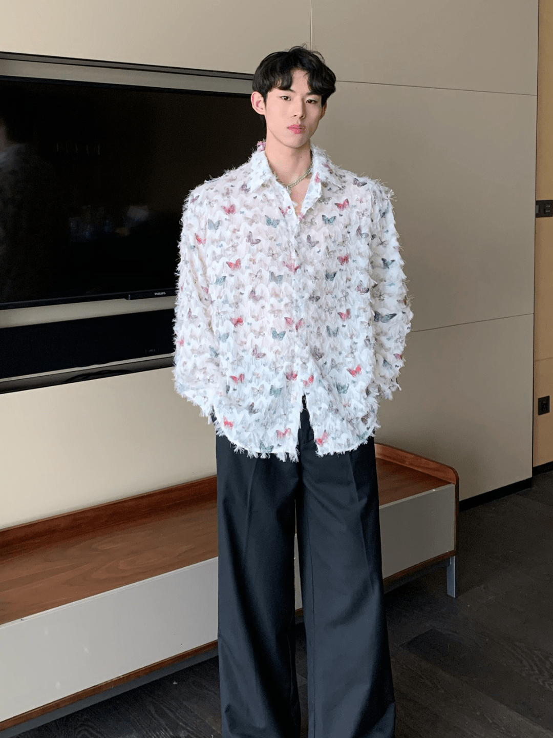 [CUIBUJU] Butterfly Design Shirt st2056