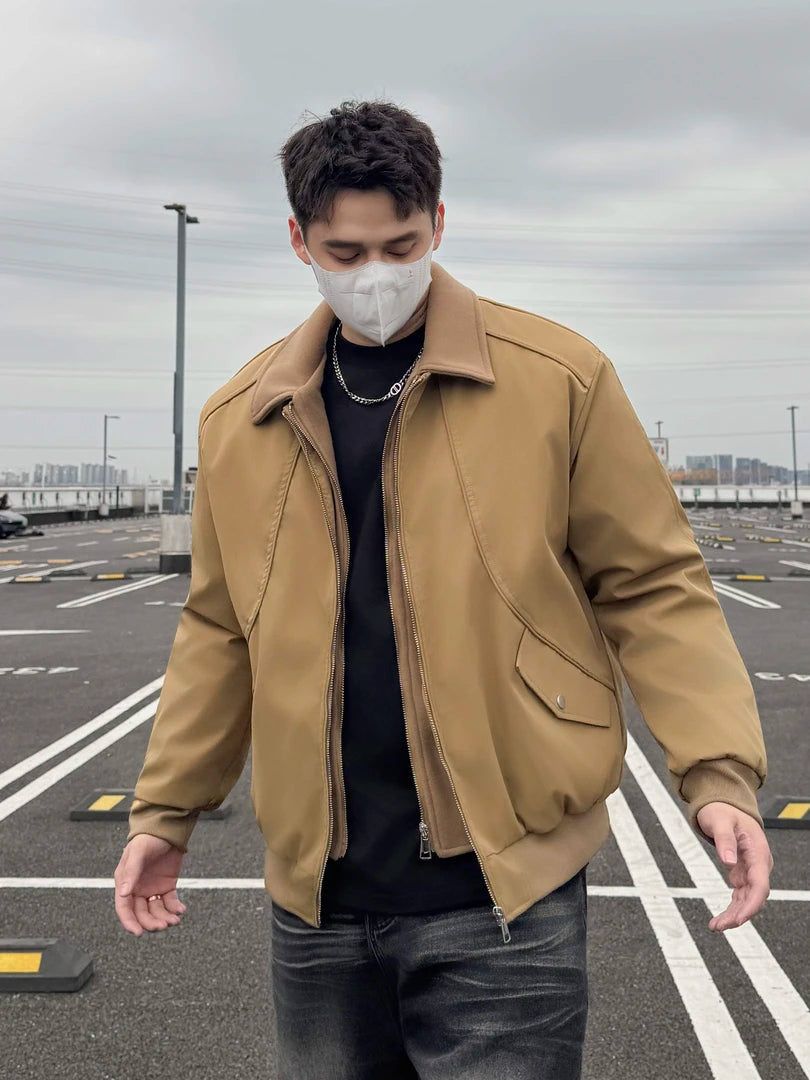 STREET STYLE CASUAL ZIP-UP BOMBER JACKET WITH COLLAR EHW5011