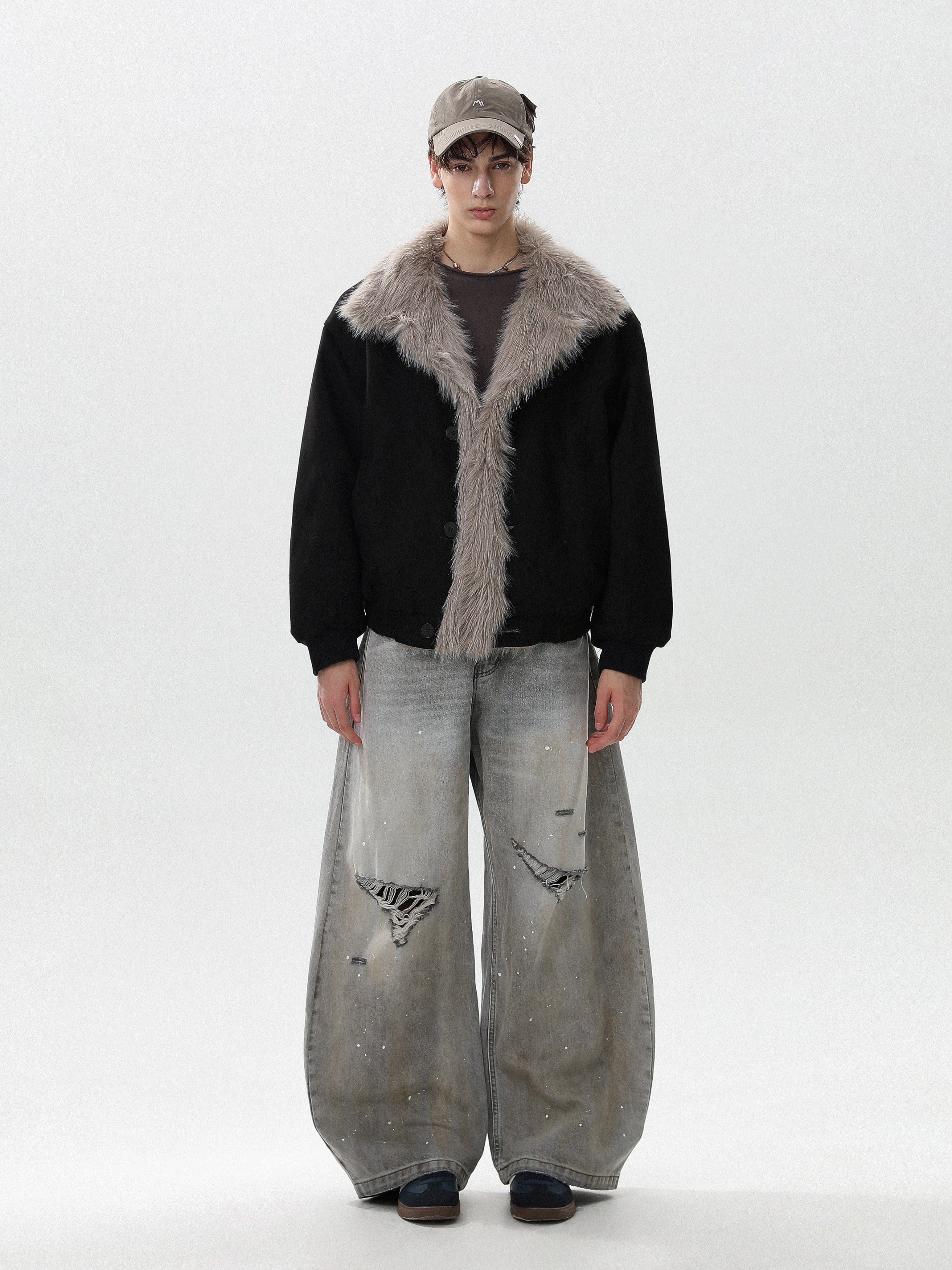 인조 스웨이드 퍼 트리밍 패딩 재킷 EHW5005 