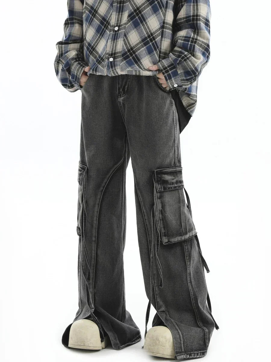 [INSstudios] Lange Jeans mit vielen Taschen, lockerem Sitz und geradem Bein ST1210 