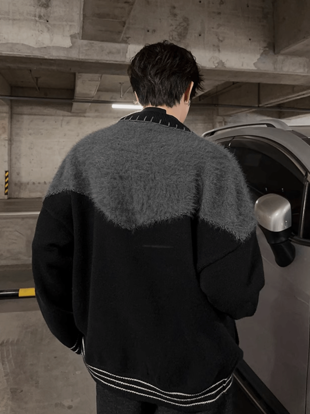 [JM HOMME] Clashing color loose sweater jacket st1764