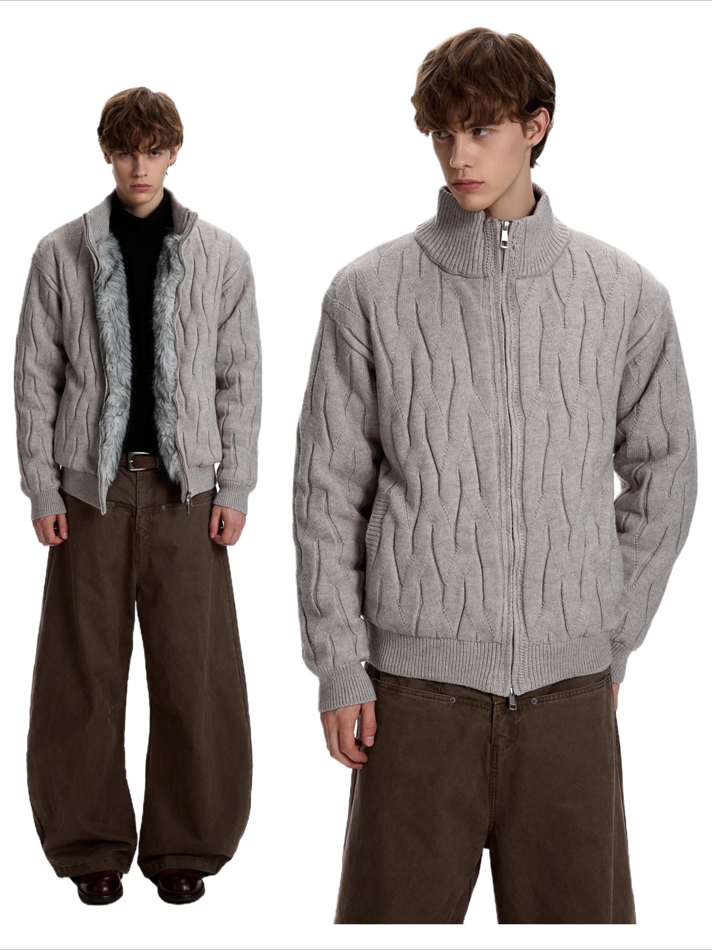 American twisted knitted sweater jacket SIN0960