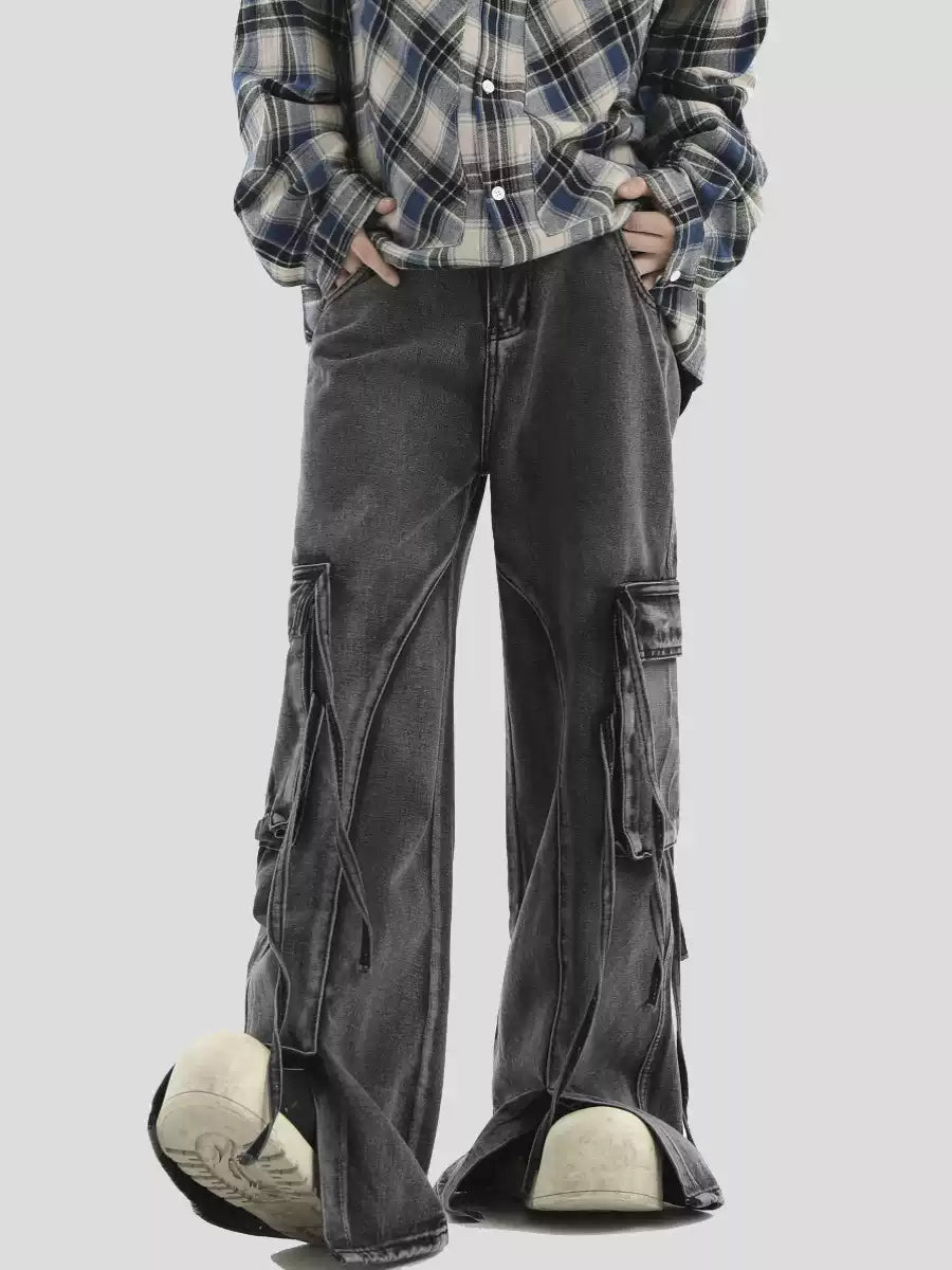 [INSstudios] Lange Jeans mit vielen Taschen, lockerem Sitz und geradem Bein ST1210 