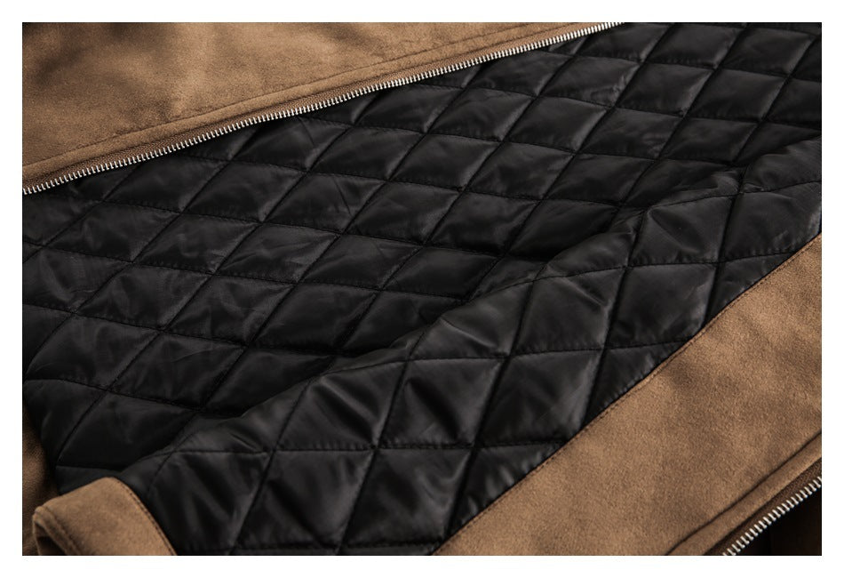 EMBROIDERED SHEARLING COLLAR SUEDE JACKET-RETRO BOMBER STYLE EHW5015