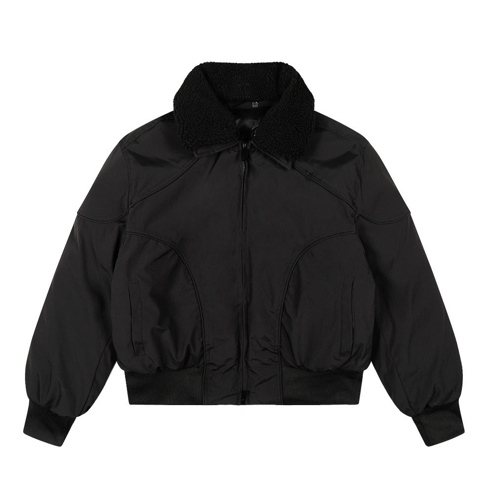 OVERSIZED BOMBER JACKET WITH REMOVABLE FLEECE COLLAR-CASUAL OUTERWEAR EHW5013