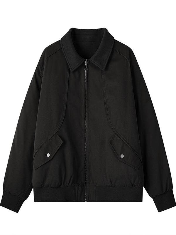 STREET STYLE CASUAL ZIP-UP BOMBER JACKET WITH COLLAR EHW5011