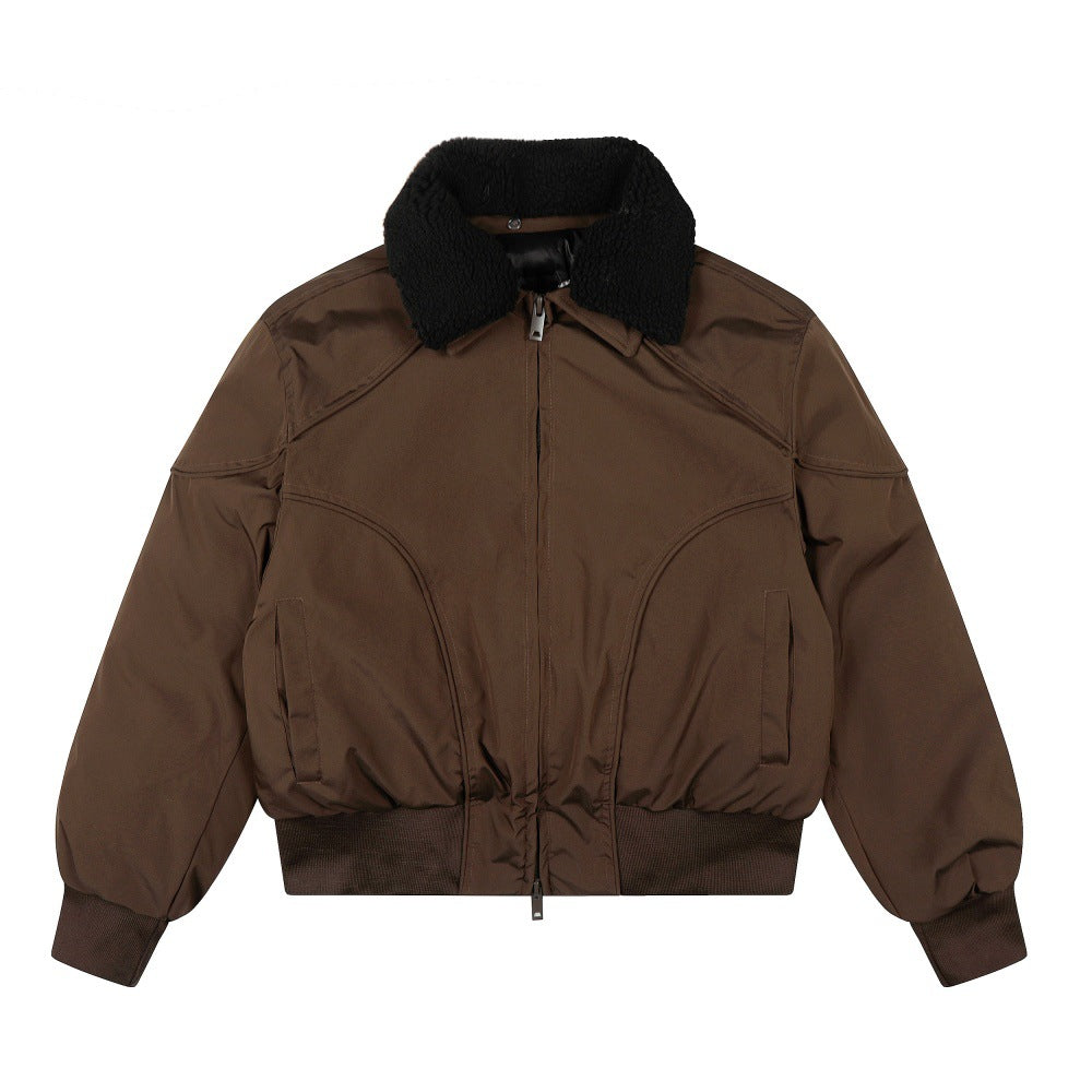 OVERSIZED BOMBER JACKET WITH REMOVABLE FLEECE COLLAR-CASUAL OUTERWEAR EHW5013