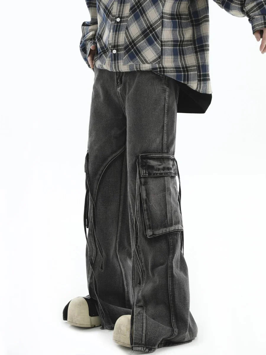 [INSstudios] Lange Jeans mit vielen Taschen, lockerem Sitz und geradem Bein ST1210 