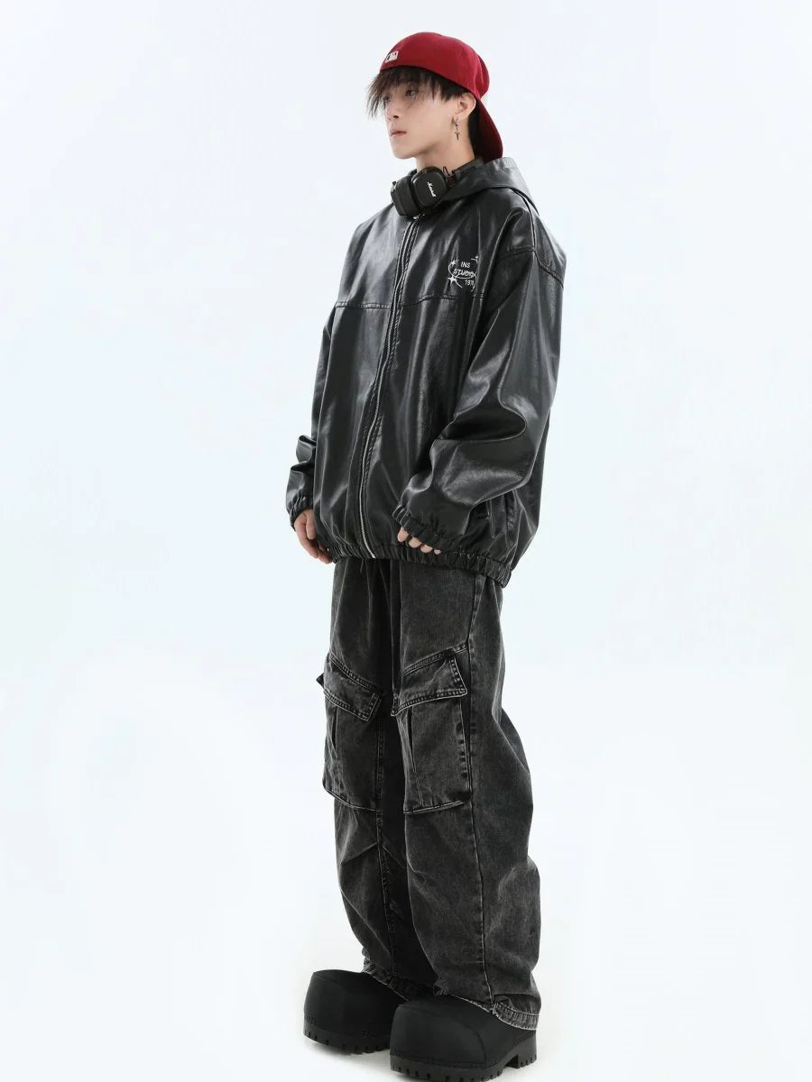 [INSstudios] PU LEATHER JACKET ST1204